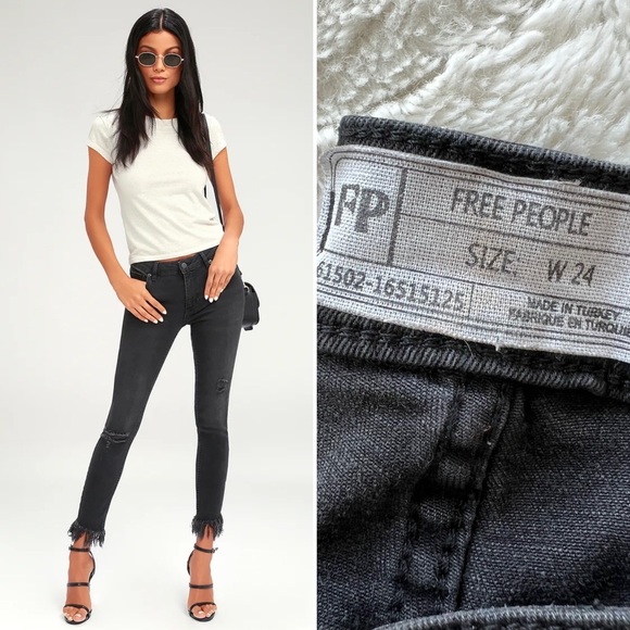 Free People Denim - Free People Great Heights Frayed Skinny Jeans 24